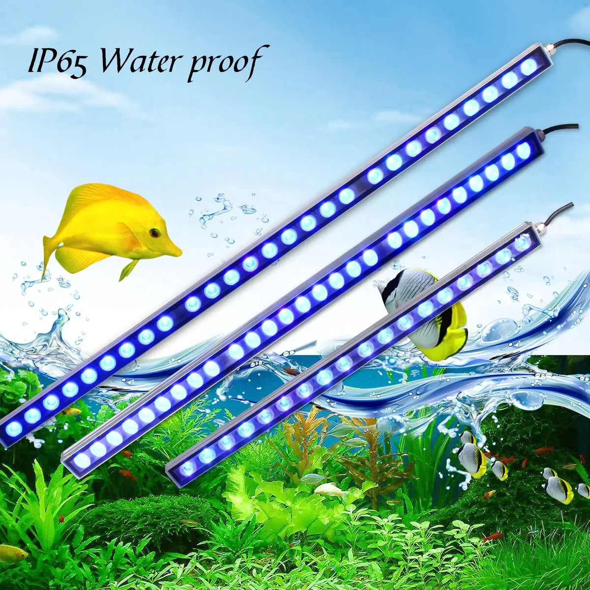 Populargrow 54W/81W/108W Aquarium Light with 470nm Blue Spectrum Leds Strip Light Beautiful Your Coral Reef Fish Tank Lamp