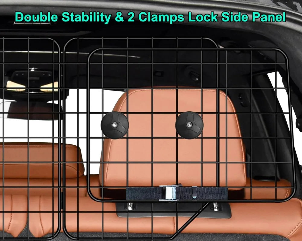 Adjustable Dog Car Barrier for SUVs Trucks Vans, Heavy-Duty Wire Mesh Pet Divider, 61.9 Inch, Universal Fit