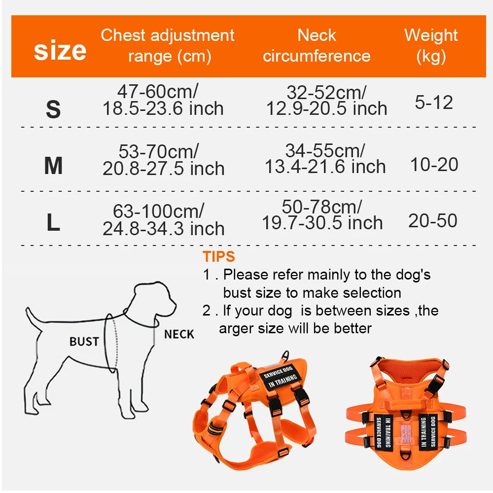 Service Dog Vest No Pull Dog Harness with 4 Dog Patches, Reflective Pet Harness with Durable Soft Padded Handle for Training Med