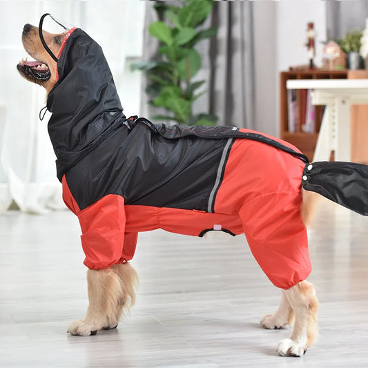 Dog Raincoat Hooded Dogs Rain Coat Dog Costumes for Large Dogs Tail All Cover Waterproof Raincoat Golden Retriever Accessories