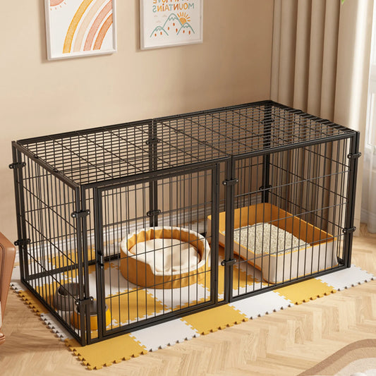 48 Inch Puppy Playpen Easy Assemble Dogs Cage Kennels for Puppy Cat (Black)