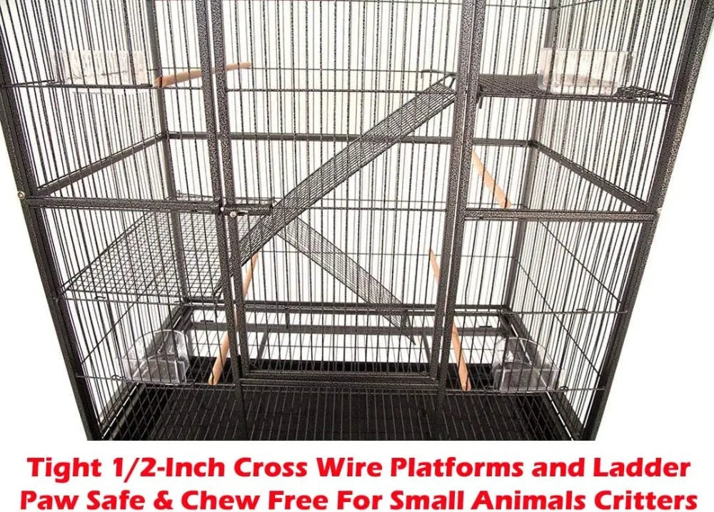54" Large 4-Level Chew-Proof Small Animal Cage with Rolling Stand, 1/2" Wire Spacing for Ferret, Squirrel, Chinchilla, Rat