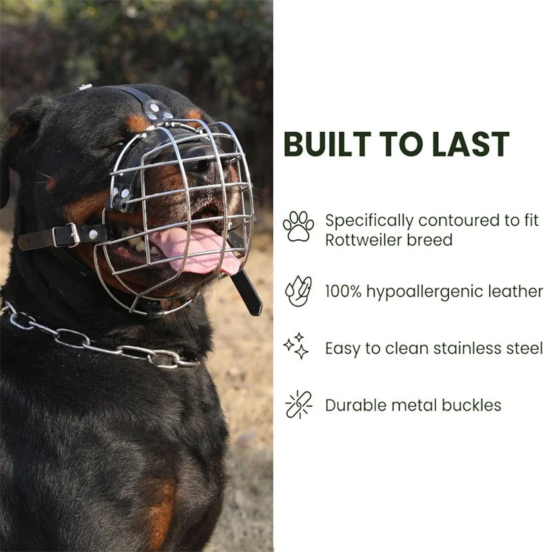 Stainless Steel Dog Muzzle Anti-Biting Breathable Pet Mouth Mask Adjustable Protection Cover Dog Muzzle Accessories Pet Supplies