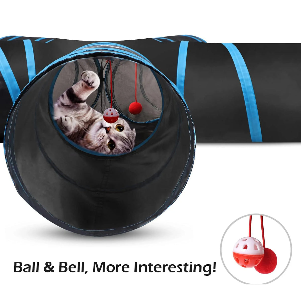 Pawaboo Cat Toys Cat Tunnel Tube Extensible Collapsible Play Tent Interactive Toy Maze Cats House with Balls and Bells for Cats