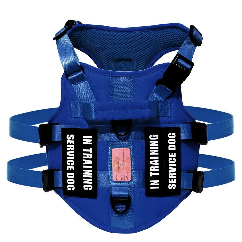 Service Dog Vest No Pull Dog Harness with 4 Dog Patches, Reflective Pet Harness with Durable Soft Padded Handle for Training Med