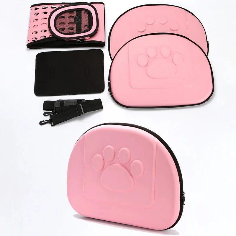 Foldable Portable Pet Carriers Bag EVA Multihole Breathable Dog Cat Carrier Bags Outdoor Travel Pets Cats Handbag Safety Zippers