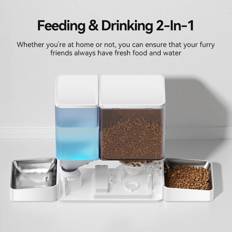 ROJECO 8.5L Automatic Pet Feeder Water Fountain WIFI APP Remote Control Smart Dog 5L Food Dispenser 3.5L Gravity Water Drinker ﻿