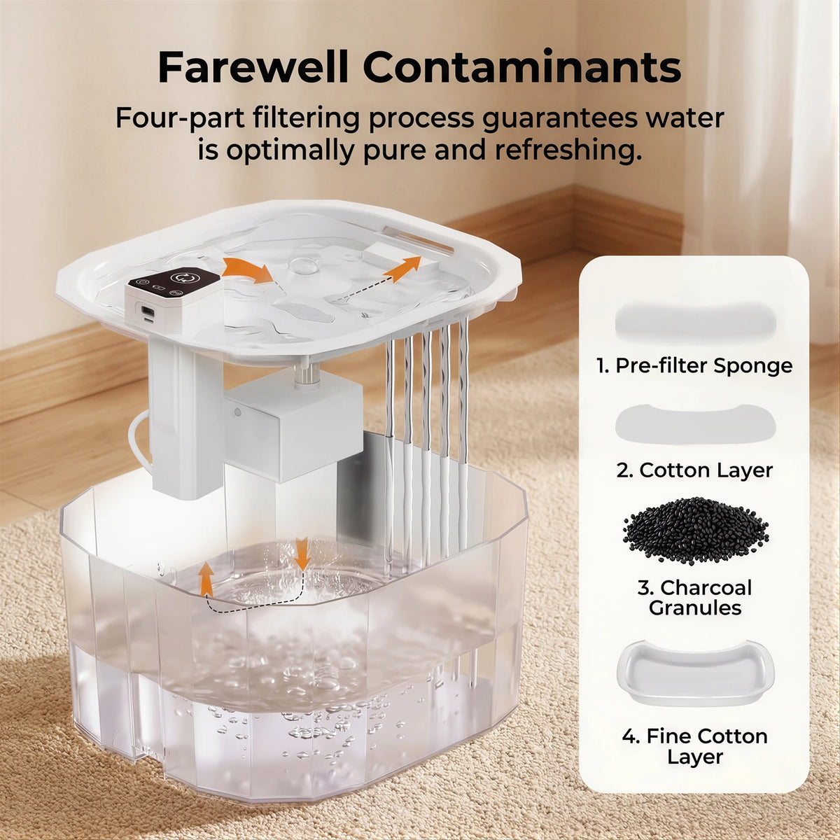 Wireless Cat Water Fountain 2200mAh Motion Sensor Auto Pet Water Dispenser Ultra Quiet Pump Filter USB Rechargeable Home Travel