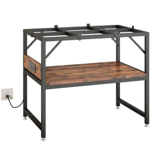 15-20 Gallon Fish Tank Stand with Power Outlets, Aquarium Stand with 2-Tier Storage Shelves, Heavy Metal Reptile Turtle Tank St
