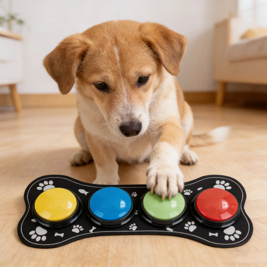 4PCS Dog Button Dog Communication Buttons With Nonslip Mat Voice Recording Button For Pet Training Pet Toy Cat Dog Squeak Toy
