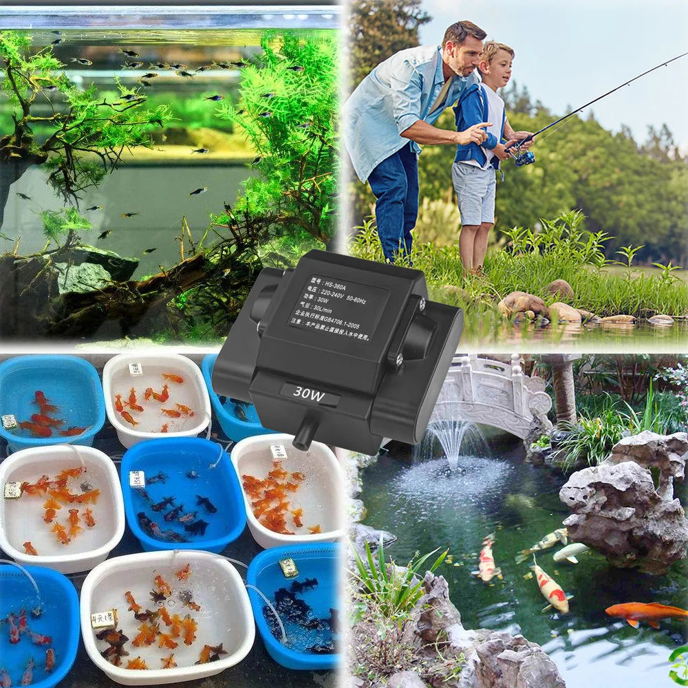 110V/220V Electromagnetic Air Pump Oxygen Pump Fish Tank Aquarium Aquaculture Oxygenator Aerator Compressor Air Pump 4 Way Parts