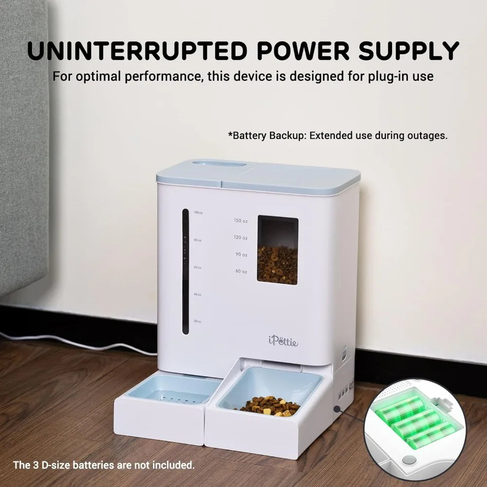 2-in-1 WiFi Pet Feeder & Waterer, 300oz Capacity for 2 Weeks, App Control, Auto Feeding, for Cats & Small Dogs