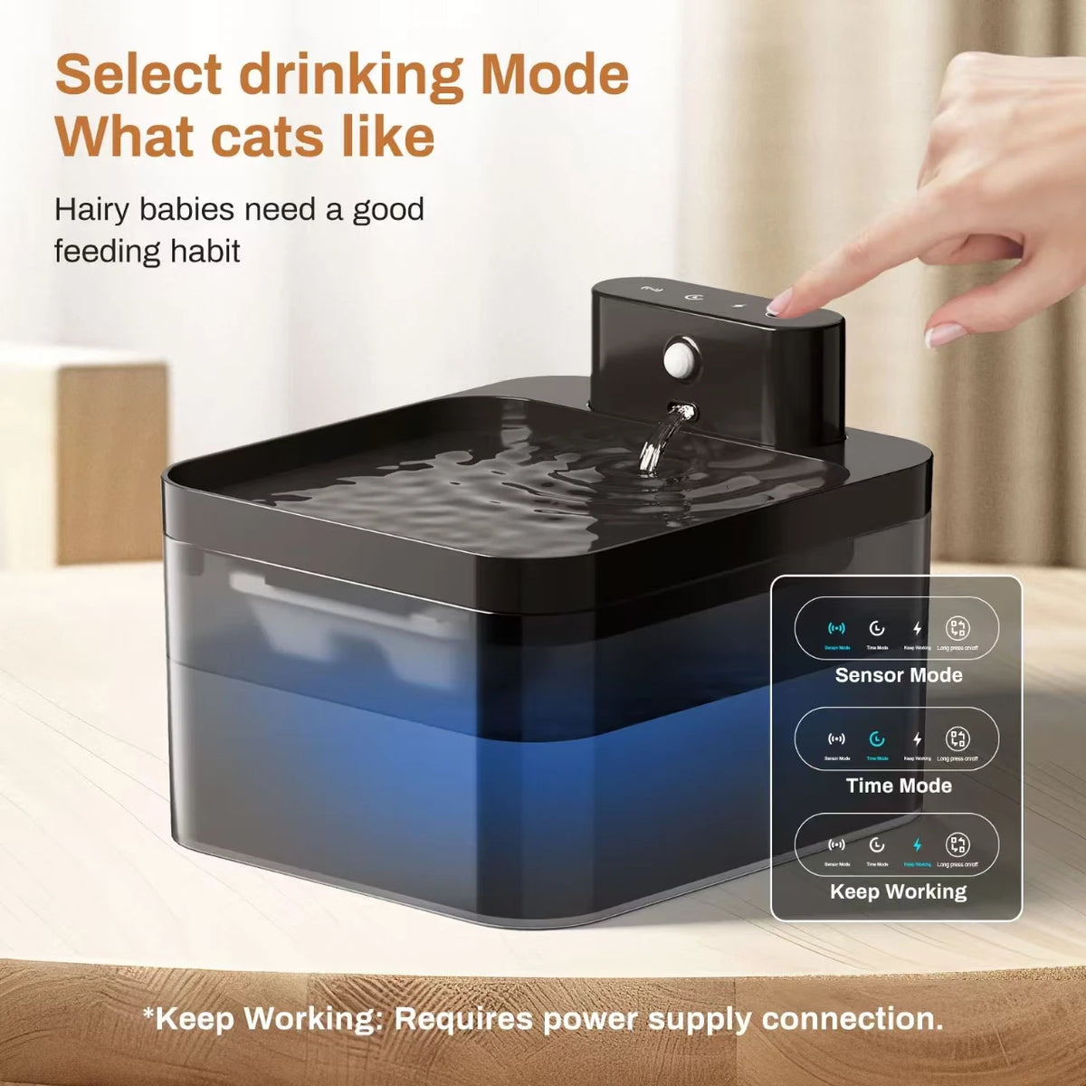 2.2L Wireless Charging Automatic Water Fountain  Intelligent Pet Water Dispenser With Filter Drinking Fountain For Cats Dogs