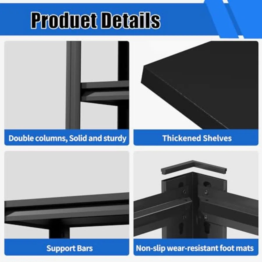 3-Tier Metal Aquarium Stand, 34" W Black, Heavy-Duty Storage Shelves for Fish Tanks and Accessories, Matte Finish