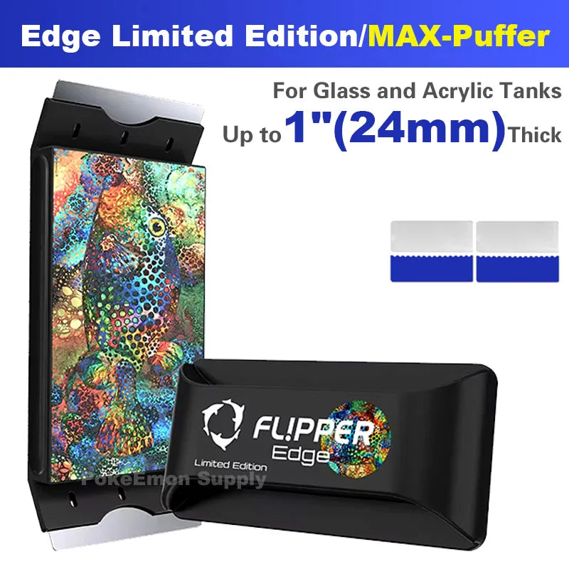 Limited Edition Flipper Edge Max Magnetic Algae Cleaner 2 In 1 Floating No Scratch for Glass Acrylic Fish Tank Marine Aquarium