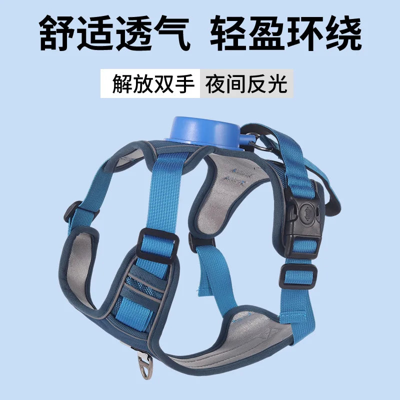 Automatic retractable dog leash with chest and back strap dog rope integrated vest reflective vest for pets pet supplies