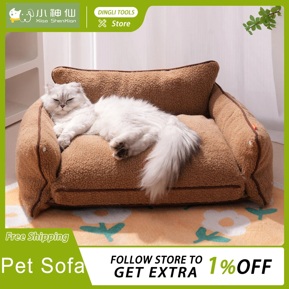 All-Season Universal Kennels Winter Warm Pet Sofa For Dogs Cats Warm Cat Nest Dog Sleeping Mats Removable Washable Pet Supplies