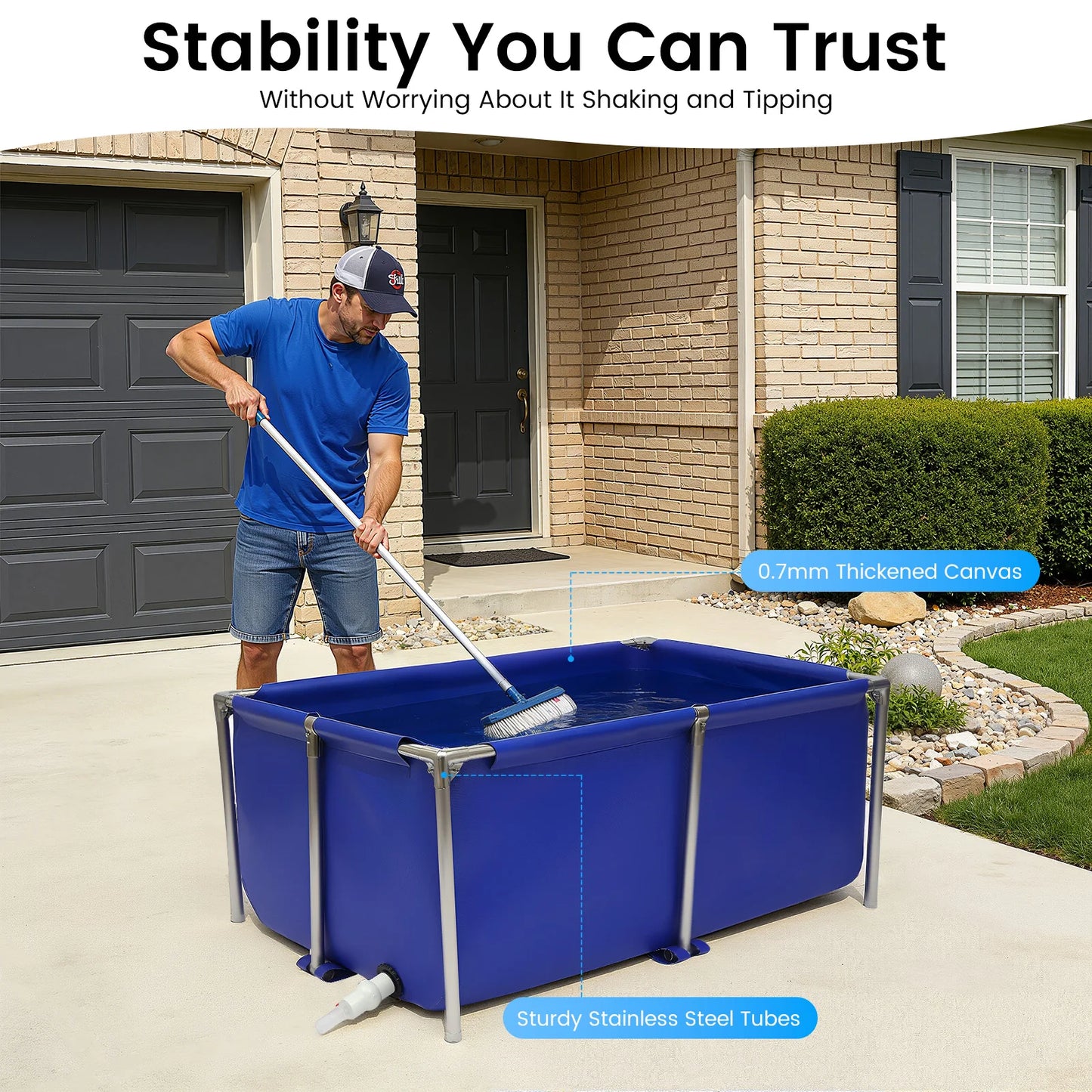 Portable Fish Tank 120 Gallon, Outdoor Canvas Aquaculture Pond with Stainless Steel Frame, or Fish Shrimp Lobster Breeding
