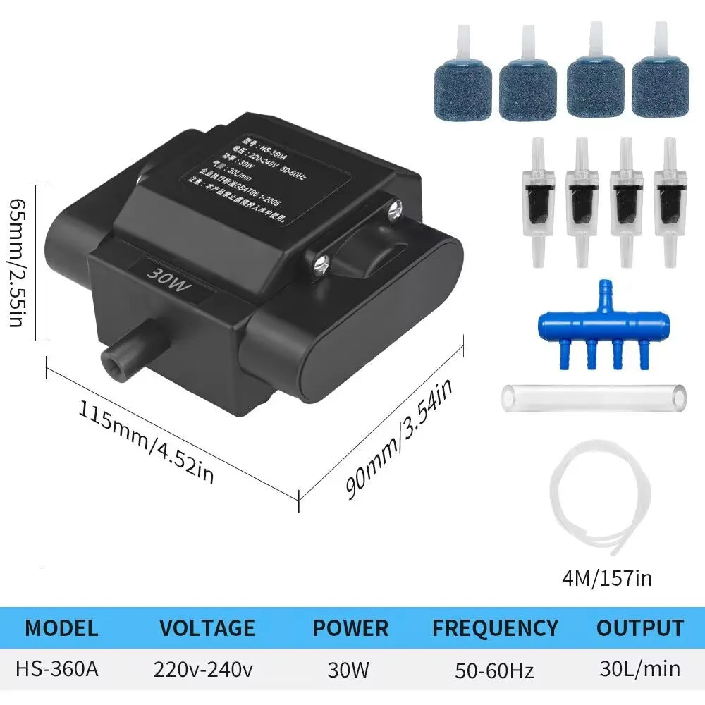 110V/220V Electromagnetic Air Pump Oxygen Pump Fish Tank Aquarium Aquaculture Oxygenator Aerator Compressor Air Pump 4 Way Parts