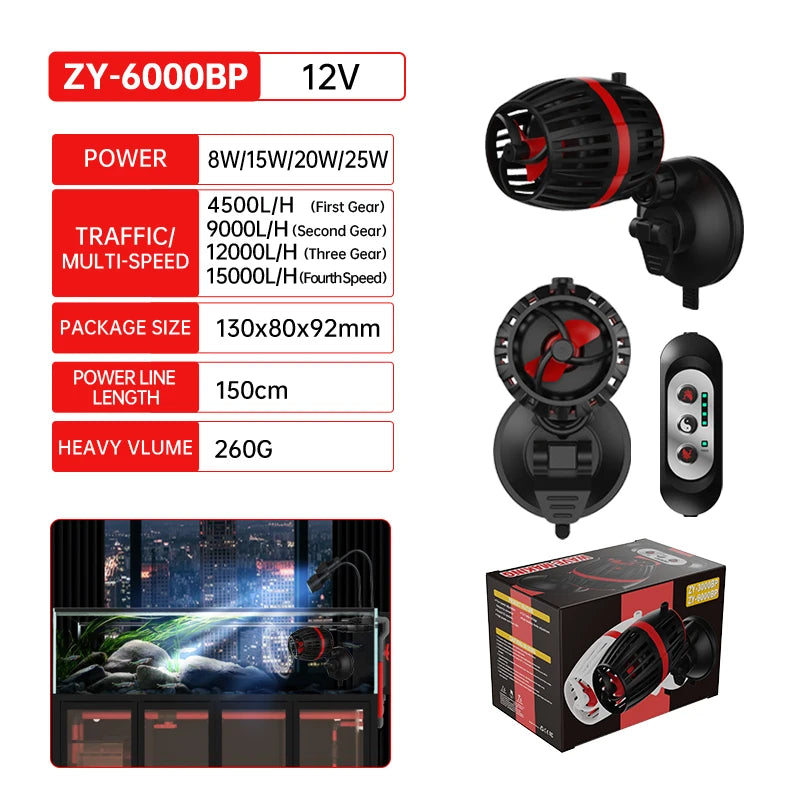 110V-240V fish tank wave pump bottom blow ultra-quiet small variable frequency circulation pump fecal blower sea tank flow pump