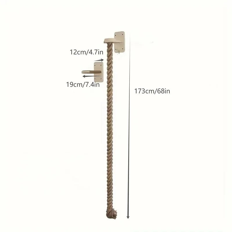 Cat Climbing Rope with Wood Platform Wall Mounted Rope Reusable Claw Grinding Tool for Cat Furniture Scratcher Play Equipment