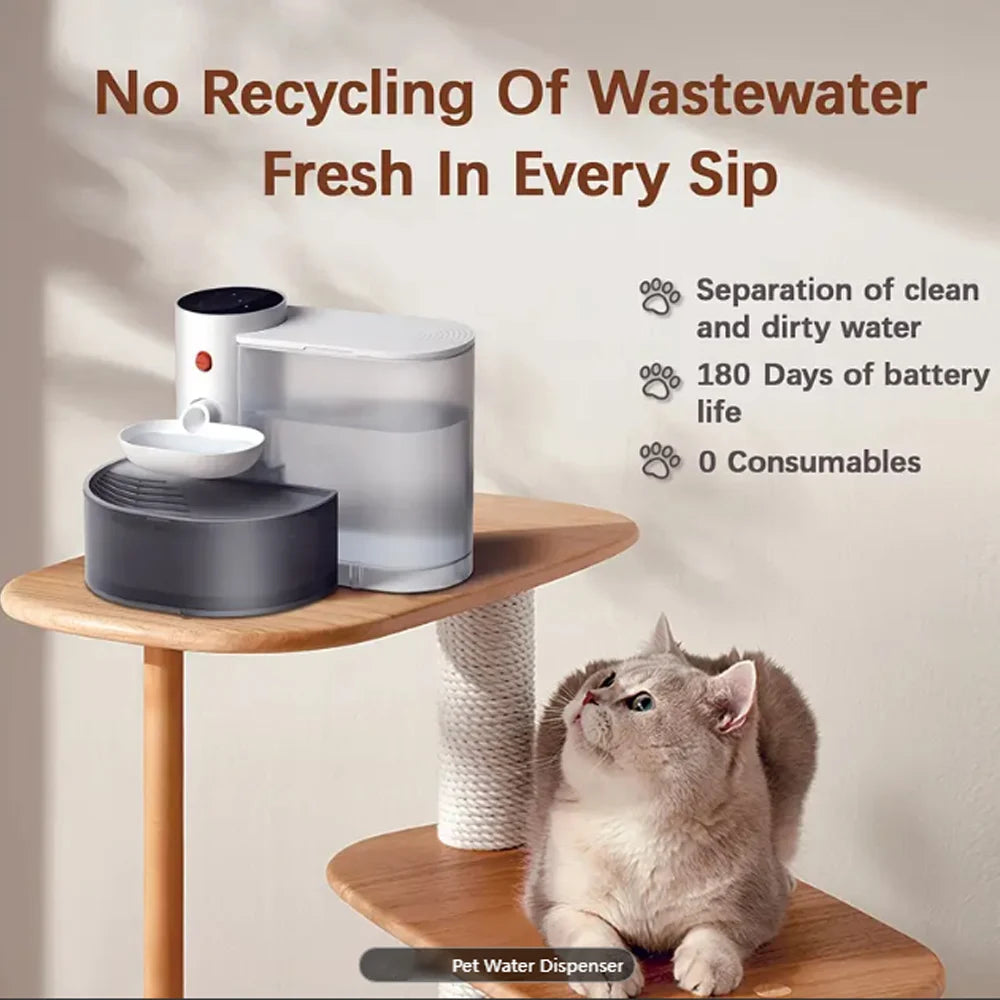 Smart tilt design, can separate clean and dirty water, and automatically pour water for cats and dogs pet drinking water