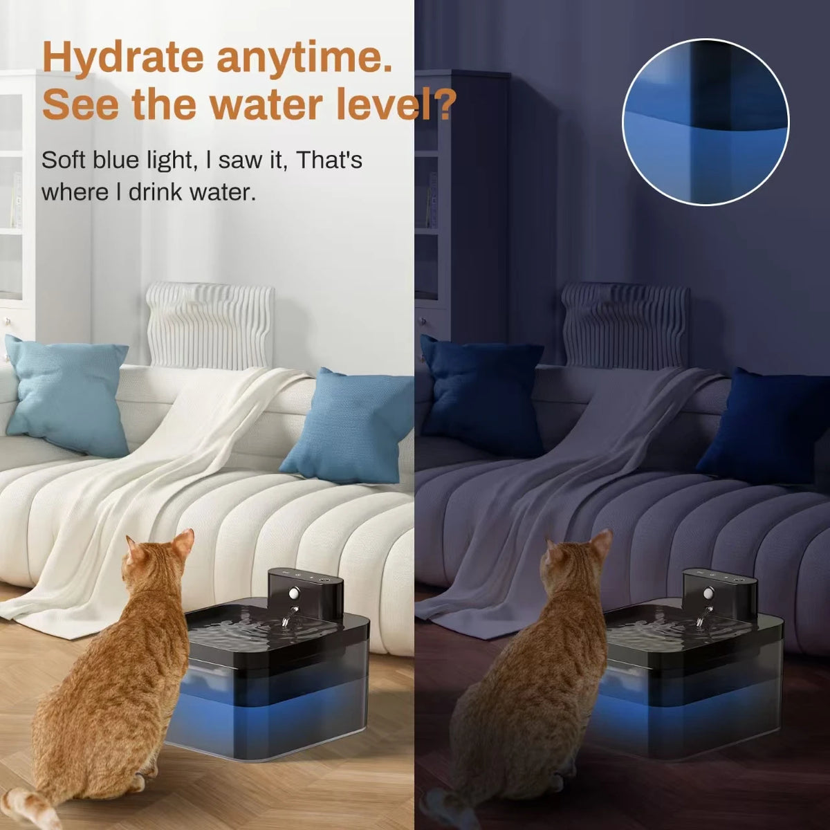 2.2L Wireless Charging Automatic Water Fountain  Intelligent Pet Water Dispenser With Filter Drinking Fountain For Cats Dogs