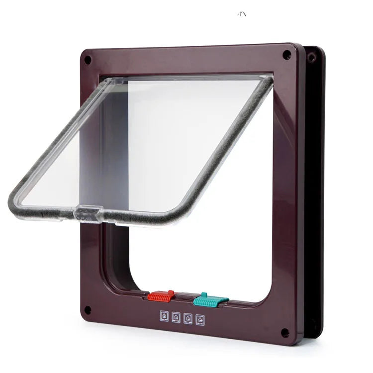 Dog Cat Flap Door For Dog Cat Kitten With 4 Way Lock Security Flap Door Cat Puppy Safety Gate Small Pet Supplies ABS Plastic
