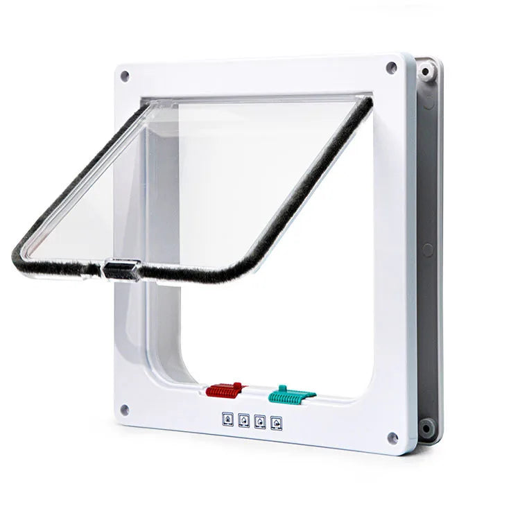 Dog Cat Flap Door For Dog Cat Kitten With 4 Way Lock Security Flap Door Cat Puppy Safety Gate Small Pet Supplies ABS Plastic