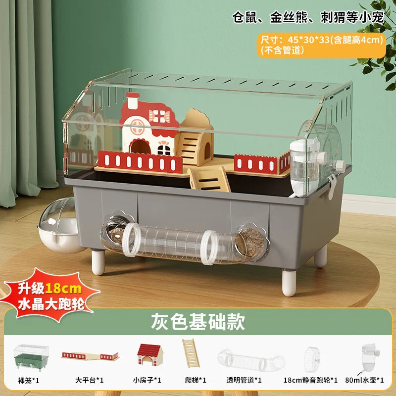 Luxury Transparent Hamster Villa Cage With Raised Tunnel And Scenic Habitat For Dwarf Hamsters For Kids And Pet Lovers Display