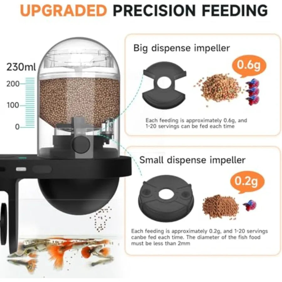 WiFi Automatic Fish Feeder for Aquarium, Smart App Control Auto Fish Food Dispenser with Camera and Timer, Vacation Feeder with