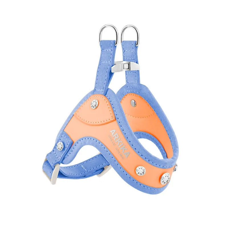 PU Leather Dog Cat Harness Vest and Leash Set Imitation Diamond Pet Harness Puppy Small Dog Cat Harness Pet Supplies Accessories