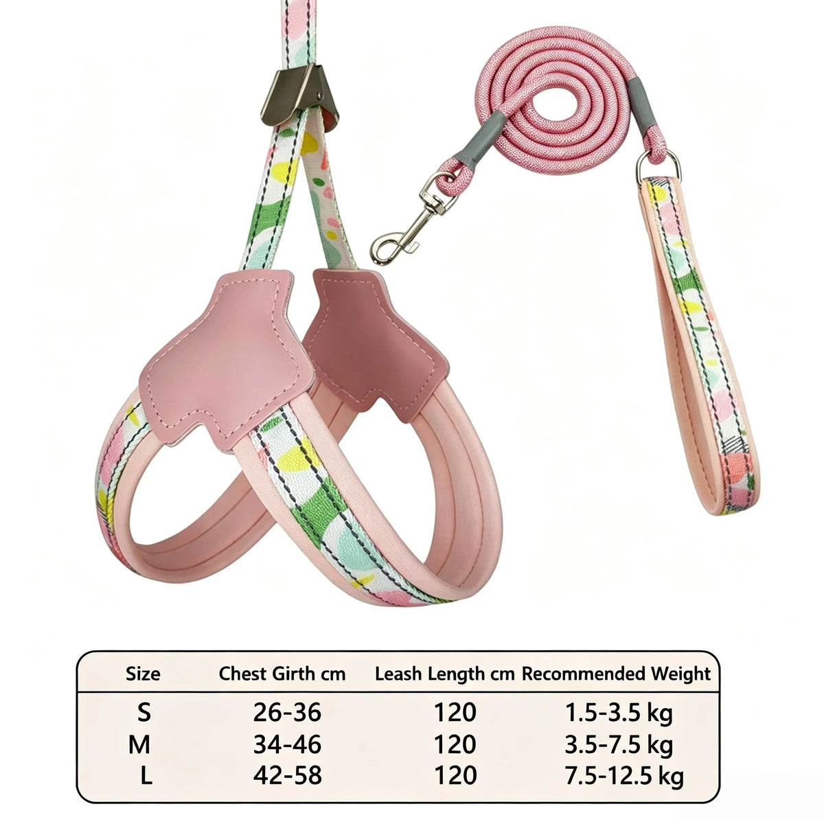 Soft Mesh Puppy Harness with Leash Cute Adjustable Pet Chest Strap Walking Set Comfortable Anti Escape Vest for Small Dogs Cats
