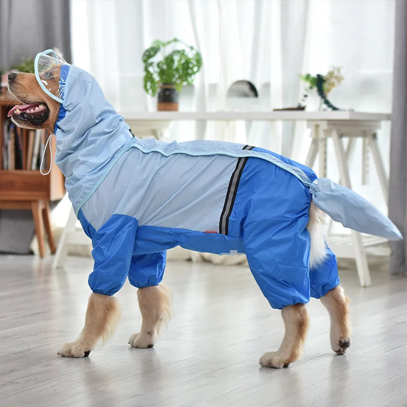 Dog Raincoat Hooded Dogs Rain Coat Dog Costumes for Large Dogs Tail All Cover Waterproof Raincoat Golden Retriever Accessories