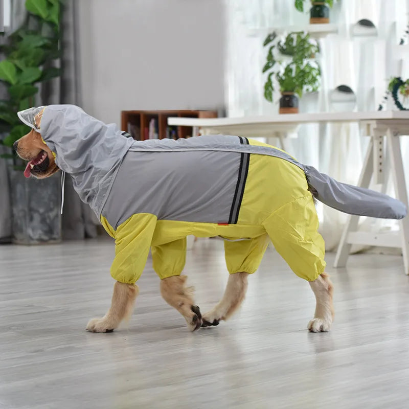 Dog Raincoat Hooded Dogs Rain Coat Dog Costumes for Large Dogs Tail All Cover Waterproof Raincoat Golden Retriever Accessories