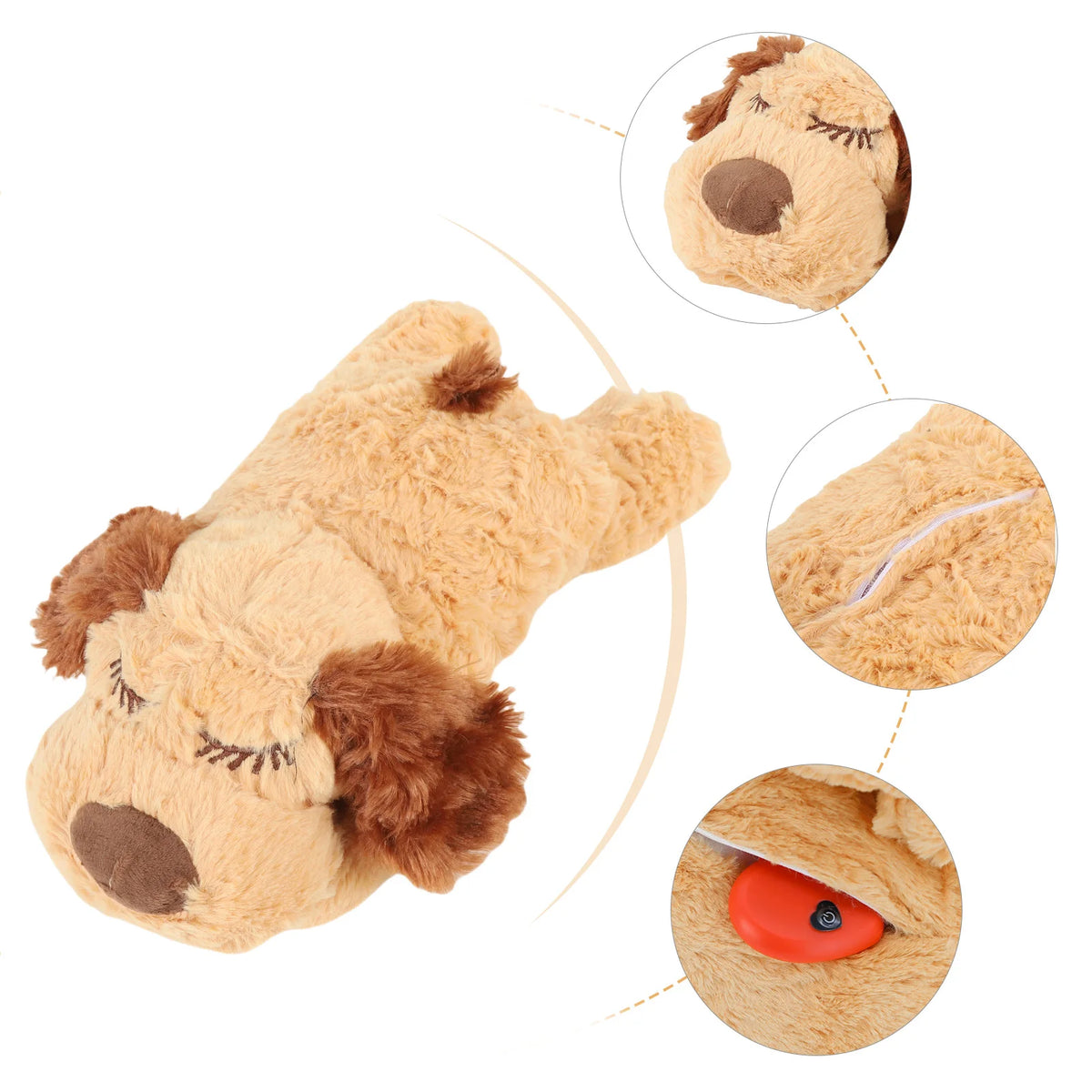 Heartbeat Puppy Toys Interactive Stuffed Animal Heartbeat Plush Toy for Pet Behavioral Sleep Calming Aid
