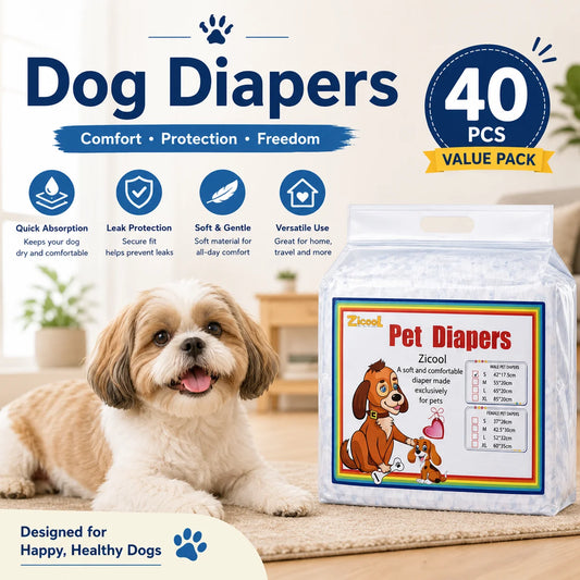 40-piece special offer pack of pet diapers, dry and breathable, comfortable and soft, physiological pants for female dogs, disposable diapers for male dogs