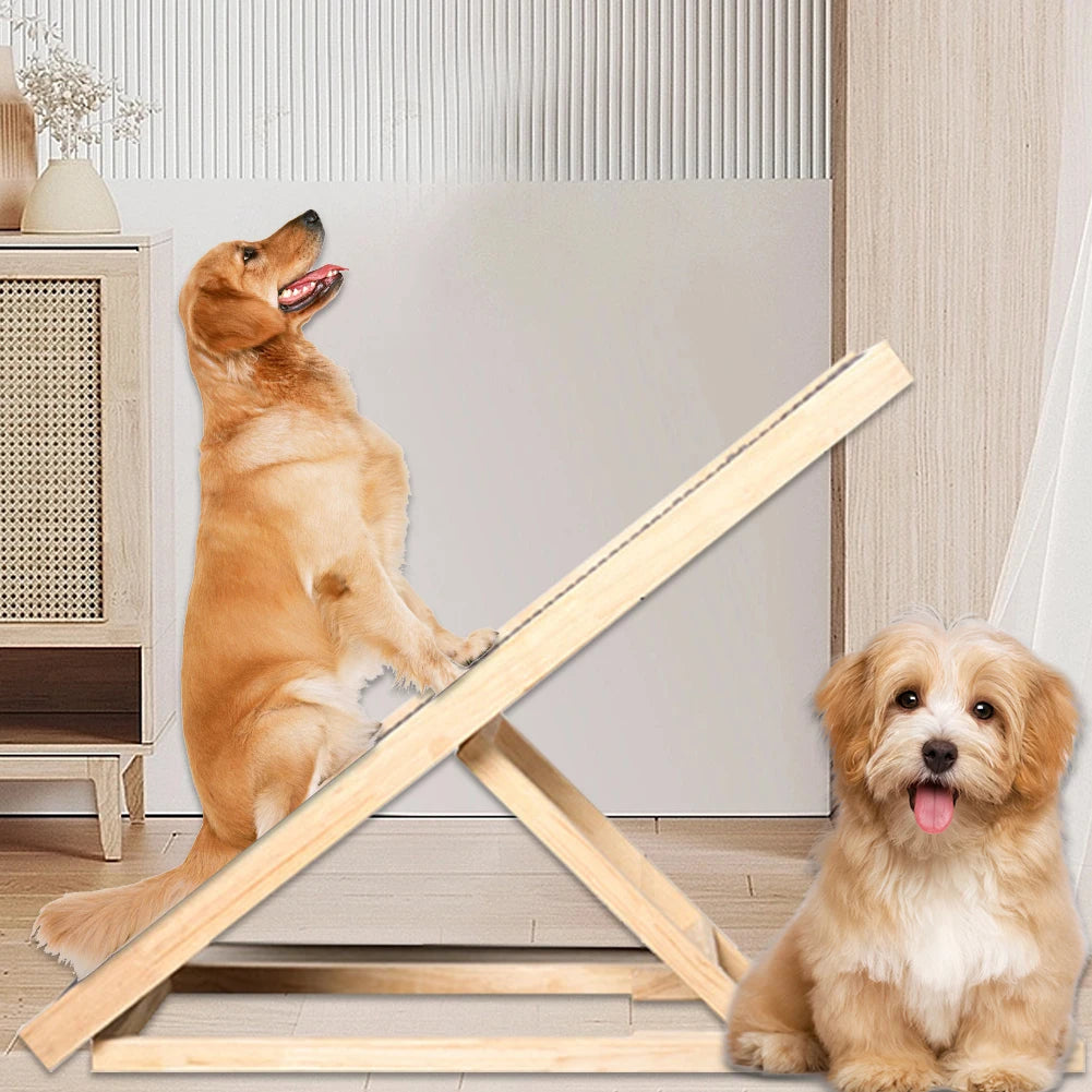 Wooden Foldable Pet Ladder 3/4 Levels Height Adjustable Pet Dog Climbing Ladder Non-Slip for Indoor High Bed Couch
