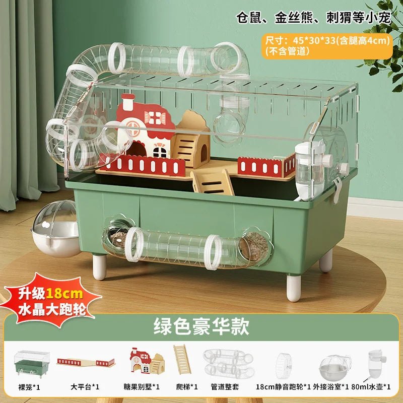 Luxury Transparent Hamster Villa Cage With Raised Tunnel And Scenic Habitat For Dwarf Hamsters For Kids And Pet Lovers Display