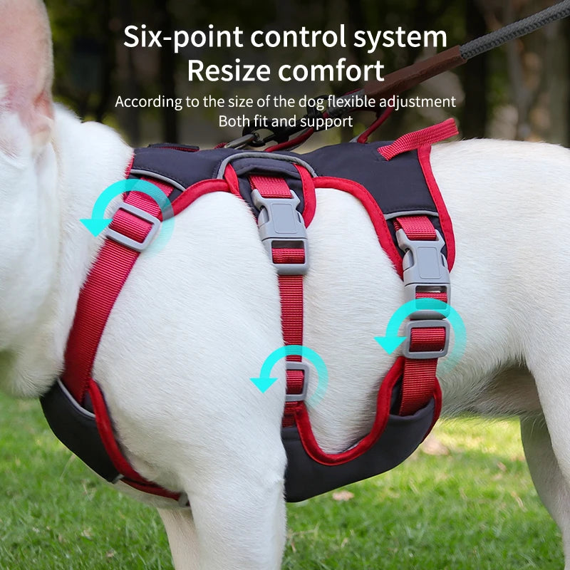 No-tension dog harness for outdoor walking, breathable, reflective, adjustable small dog harness, French bulldog pet supplies
