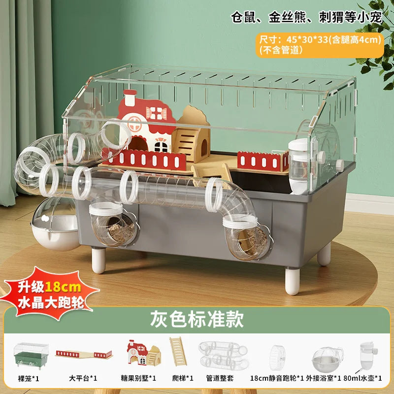 Luxury Transparent Hamster Villa Cage With Raised Tunnel And Scenic Habitat For Dwarf Hamsters For Kids And Pet Lovers Display