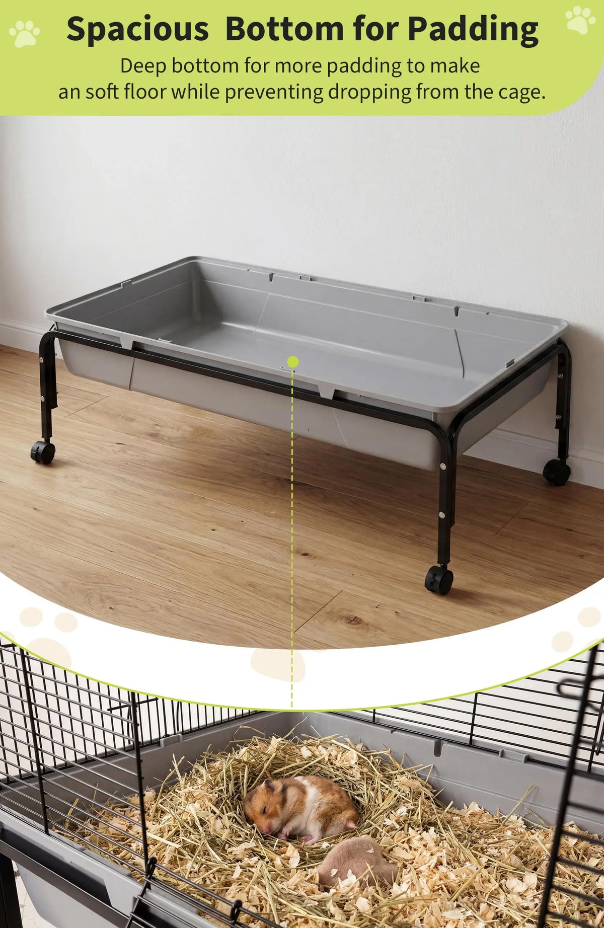 40'' Small Animal Cage With Detachable Stand, Hamster Cage with Ramp & Removable Tray & Water Bottle, Rolling Pet Habitat for Rabbits, Guinea Pigs