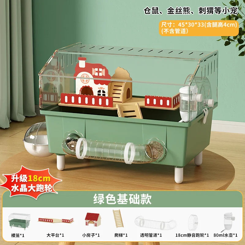 Luxury Transparent Hamster Villa Cage With Raised Tunnel And Scenic Habitat For Dwarf Hamsters For Kids And Pet Lovers Display