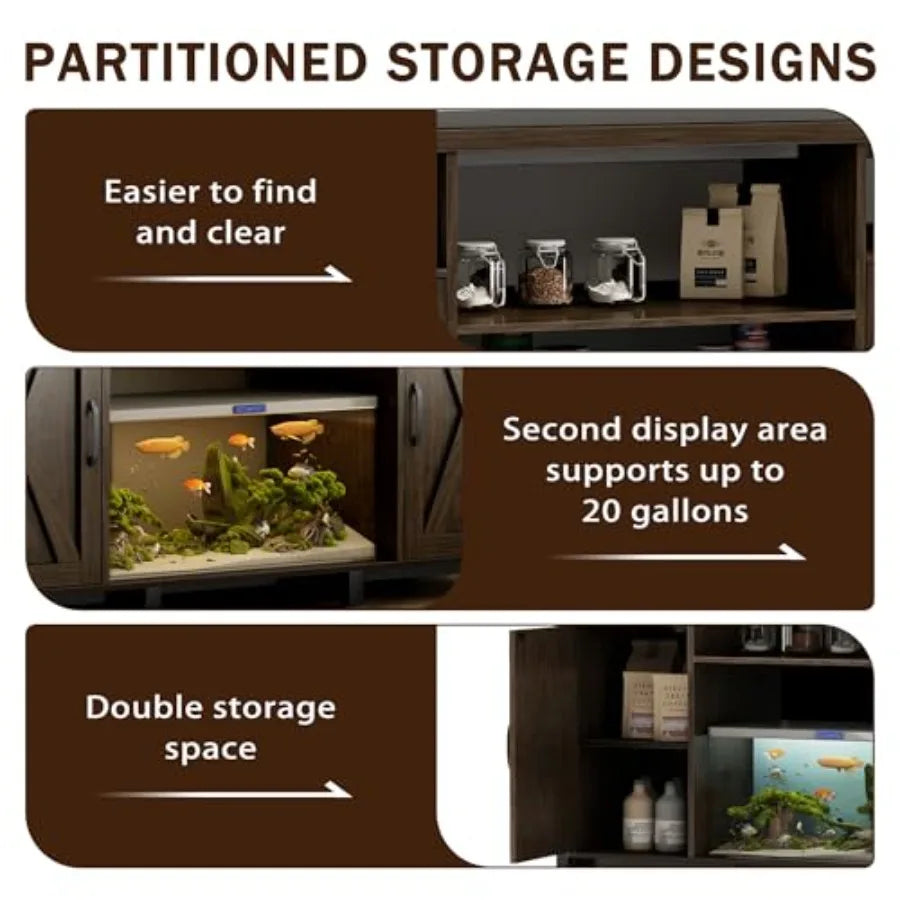 55-90 Gallon Fish Tank Stand with Power Outlets, Aquarium Stand with Cabinet, Heavy Duty Reptile Tank Turtle Terrariums Table f
