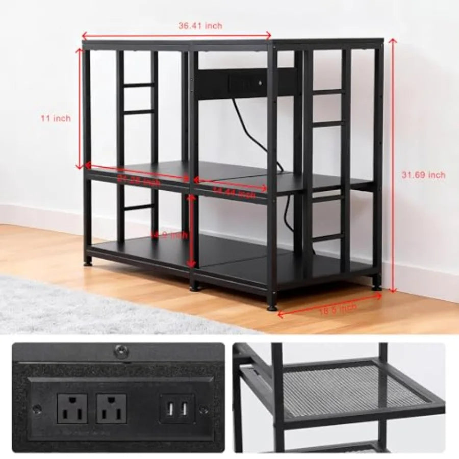 40 50 Gallon Aquarium Stand 36x18 Inch Heavy Duty 750lbs Capacity, 3-Tier Black Adjustable Shelf Steel Frame Fish Tank Stand wi
