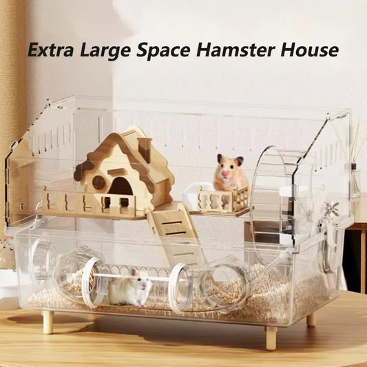 Hamster Cage for Hamster Spacious Clear Acrylic Rodent Home With Accessories Gerbil Mouse Habitat Small Pet Supplies