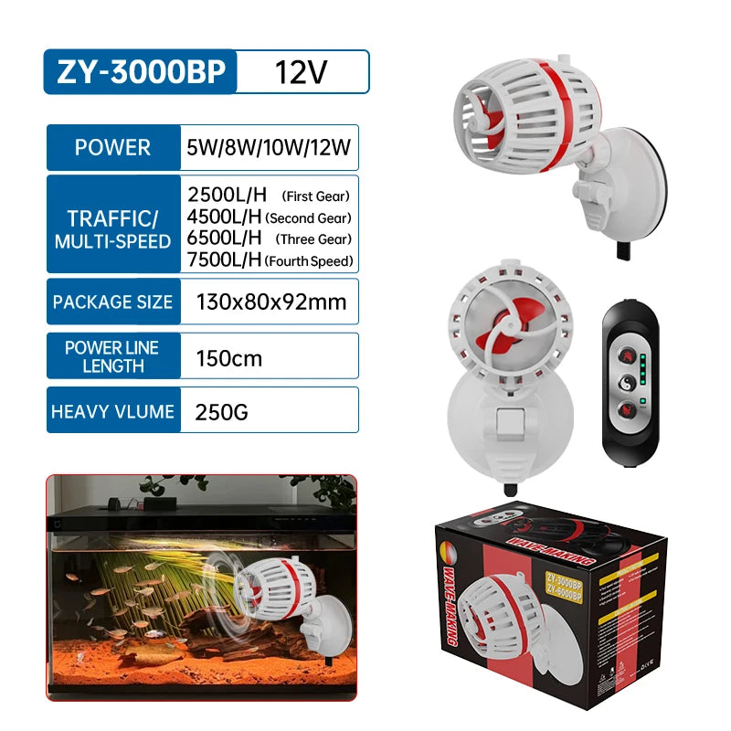 110V-240V fish tank wave pump bottom blow ultra-quiet small variable frequency circulation pump fecal blower sea tank flow pump