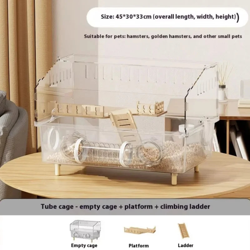 Hamster Cage for Hamster Spacious Clear Acrylic Rodent Home With Accessories Gerbil Mouse Habitat Small Pet Supplies