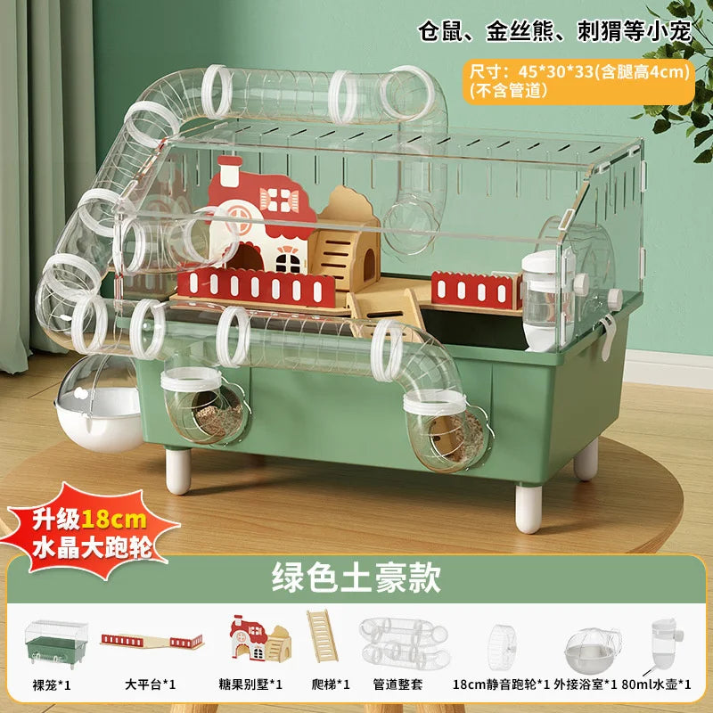 Luxury Transparent Hamster Villa Cage With Raised Tunnel And Scenic Habitat For Dwarf Hamsters For Kids And Pet Lovers Display
