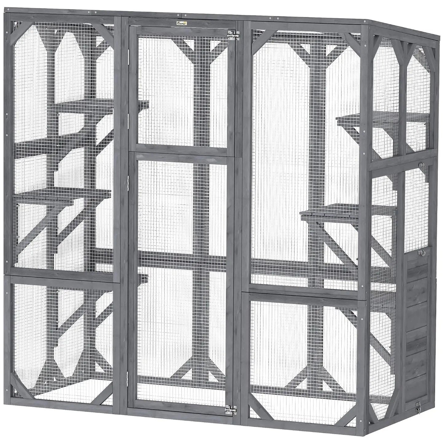 Catio Outdoor Cat Enclosure, Large Wooden Cat House with 6 Jumping Platforms, Weatherproof Roof, Outdoor Cat Cage Cat, Custom